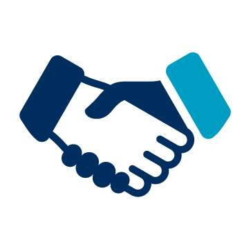 Handshake icon representing partnership