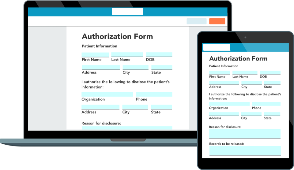 Authorization form on laptop and tablet